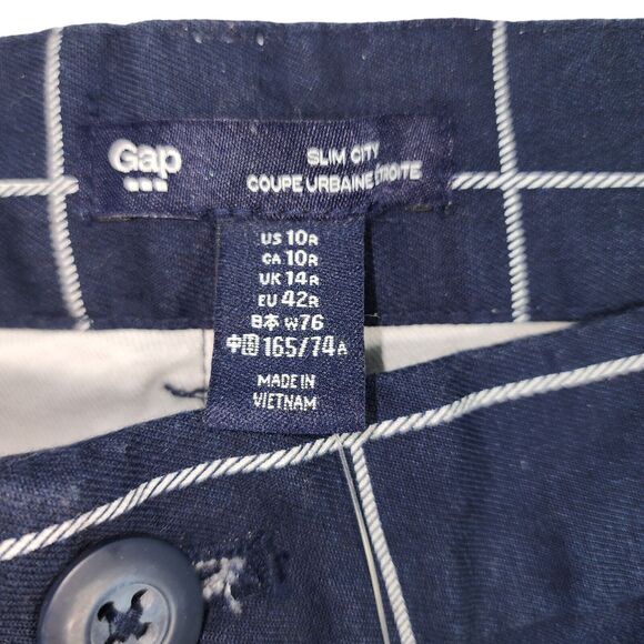 GAP Slim City Crop Pants Cotton Blend Womens Size 10 Blue and White Window Pain - Picture 5 of 9